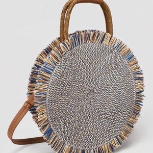 Tassel Straw Woven Round Beach Bag
